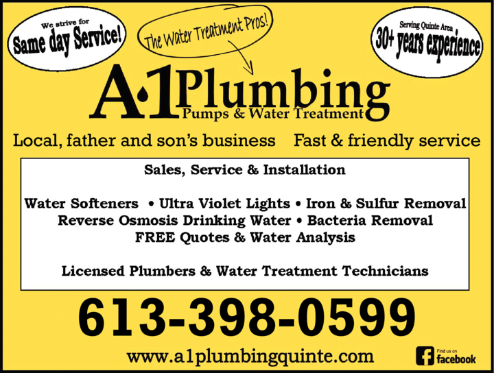 A1 Plumbing Pumps And Water Treatment Frankford, ON Eastern Ontario